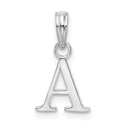 Sterling Silver Rhodium-Plated Polished Block Initial -A- Pendant