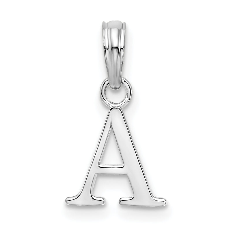 Sterling Silver Rhodium-Plated Polished Block Initial -A- Pendant