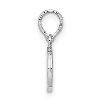 Sterling Silver Rhodium-Plated Polished Block Initial -D- Pendant