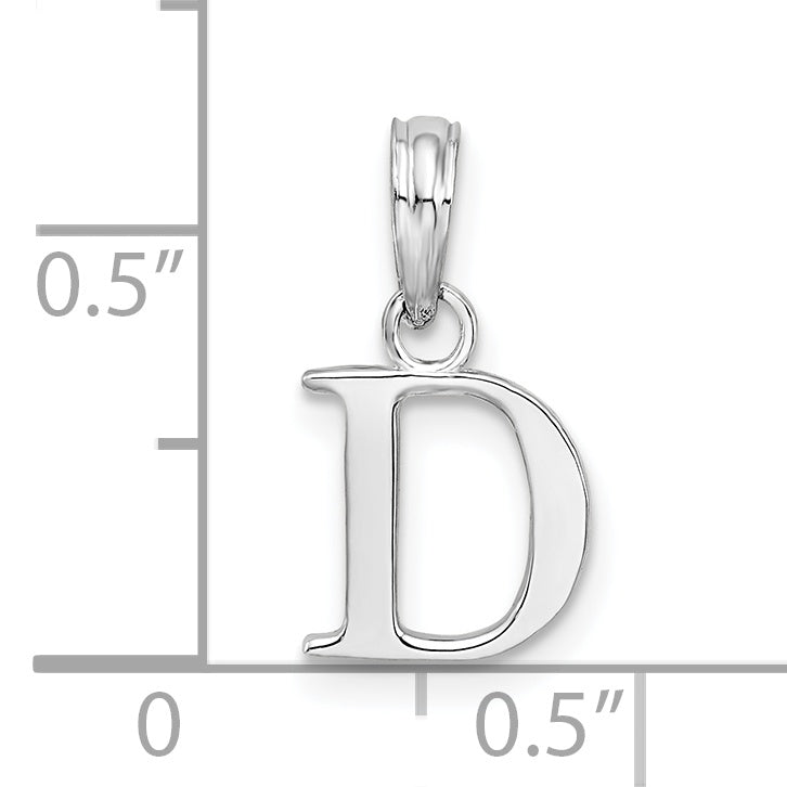 Sterling Silver Rhodium-Plated Polished Block Initial -D- Pendant