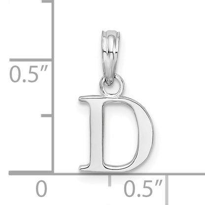 Sterling Silver Rhodium-Plated Polished Block Initial -D- Pendant