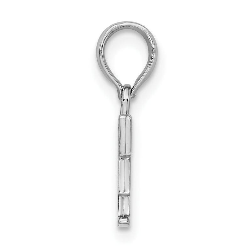 Sterling Silver Rhodium-Plated Polished Block Initial -F- Pendant