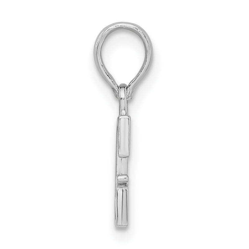 Sterling Silver Rhodium-Plated Polished Block Initial -G- Pendant