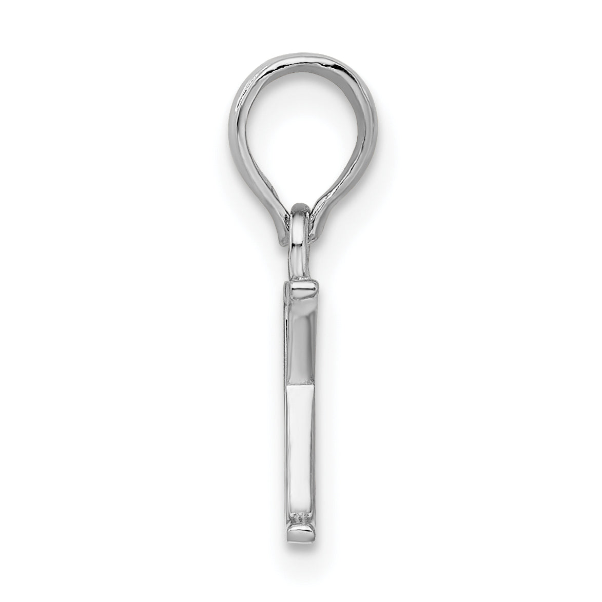 Sterling Silver Rhodium-Plated Polished Block Initial -K- Pendant