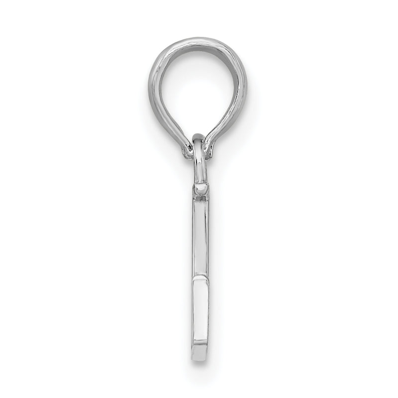 Sterling Silver Rhodium-Plated Polished Block Initial -L- Pendant