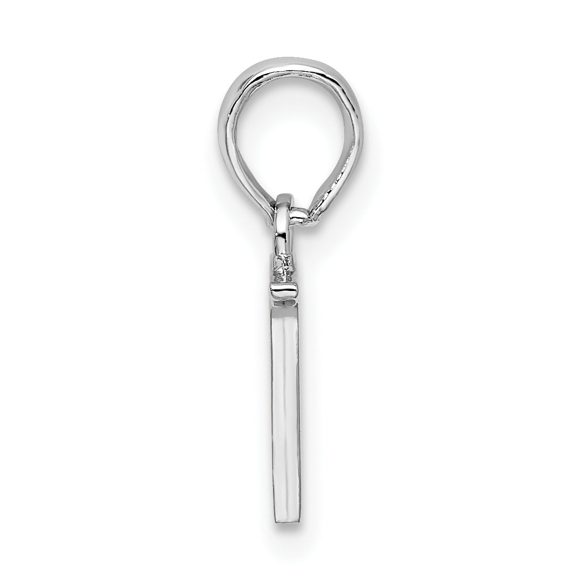Sterling Silver Rhodium-Plated Polished Block Initial -N- Pendant