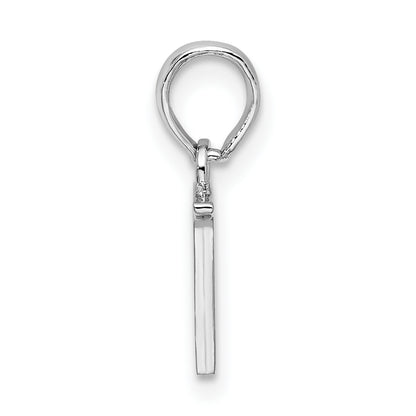 Sterling Silver Rhodium-Plated Polished Block Initial -N- Pendant