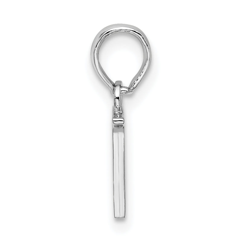 Sterling Silver Rhodium-Plated Polished Block Initial -N- Pendant