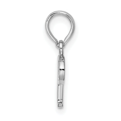 Sterling Silver Rhodium-Plated Polished Block Initial -P- Pendant