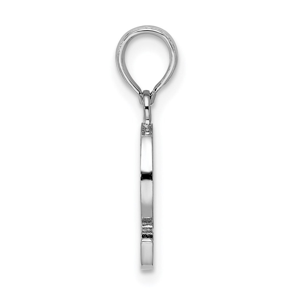 Sterling Silver Rhodium-Plated Polished Block Initial -Q- Pendant