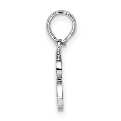 Sterling Silver Rhodium-Plated Polished Block Initial -R- Pendant