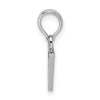 Sterling Silver Rhodium-Plated Polished Block Initial -V- Pendant