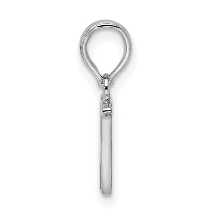 Sterling Silver Rhodium-Plated Polished Block Initial -W- Pendant