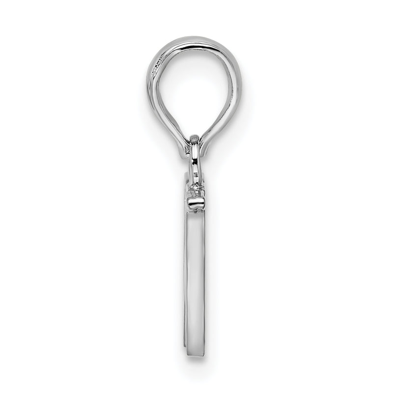 Sterling Silver Rhodium-Plated Polished Block Initial -W- Pendant