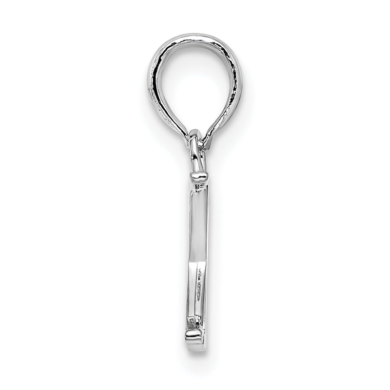 Sterling Silver Rhodium-Plated Polished Block Initial -X- Pendant