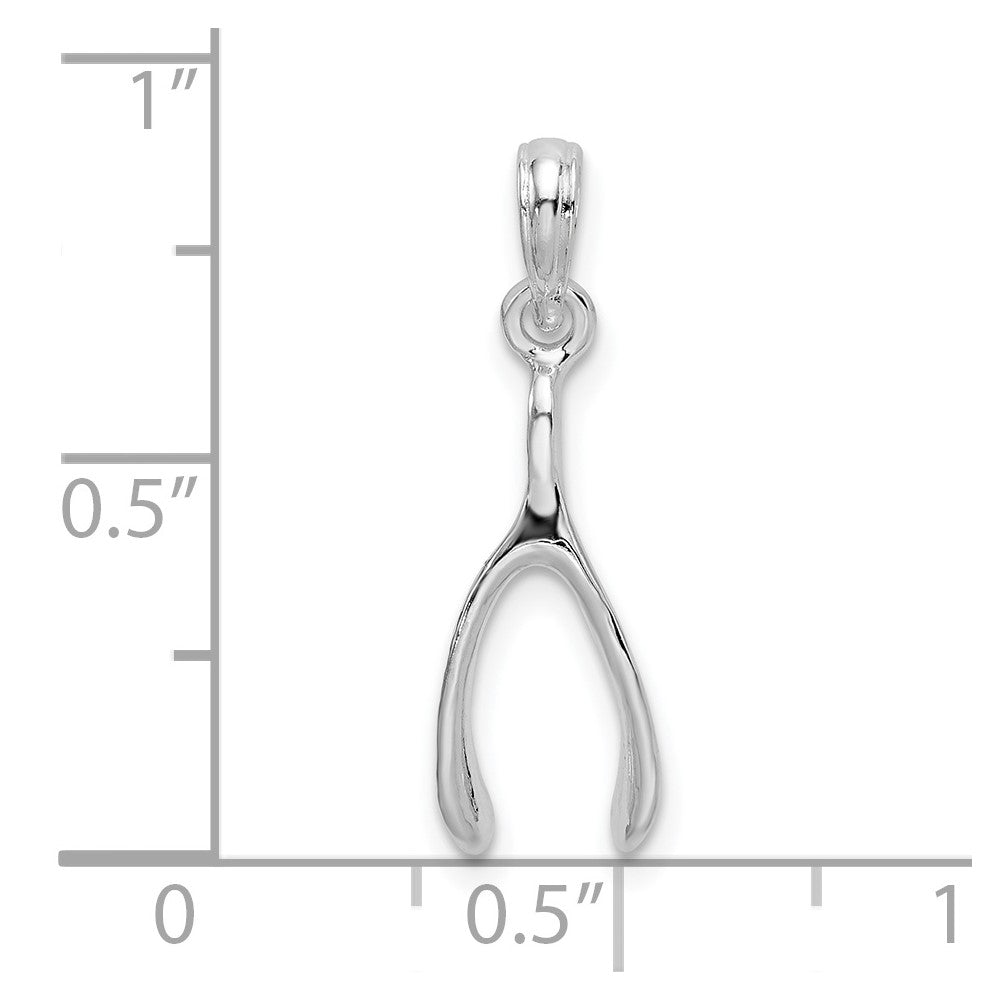 Sterling Silver De-Ani Rhodium-Plated Polished 3D Wishbone Pendant
