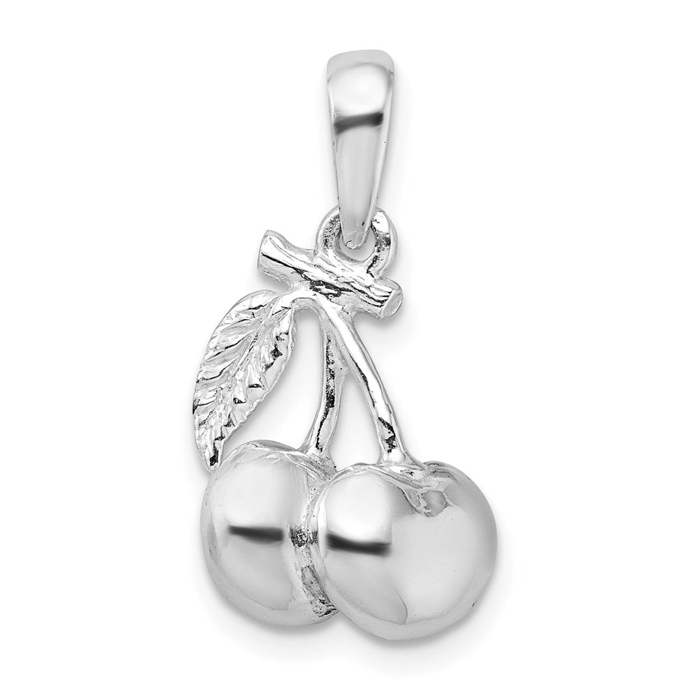 Sterling Silver De-Ani Rhodium-Plated Polished 3D Cherries Pendant