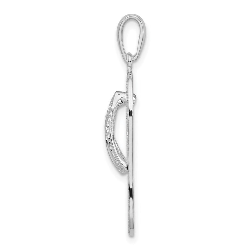 Sterling Silver De-Ani Rhodium-Plated 3D Cut-Out Flowers Flip-Flop Pendant