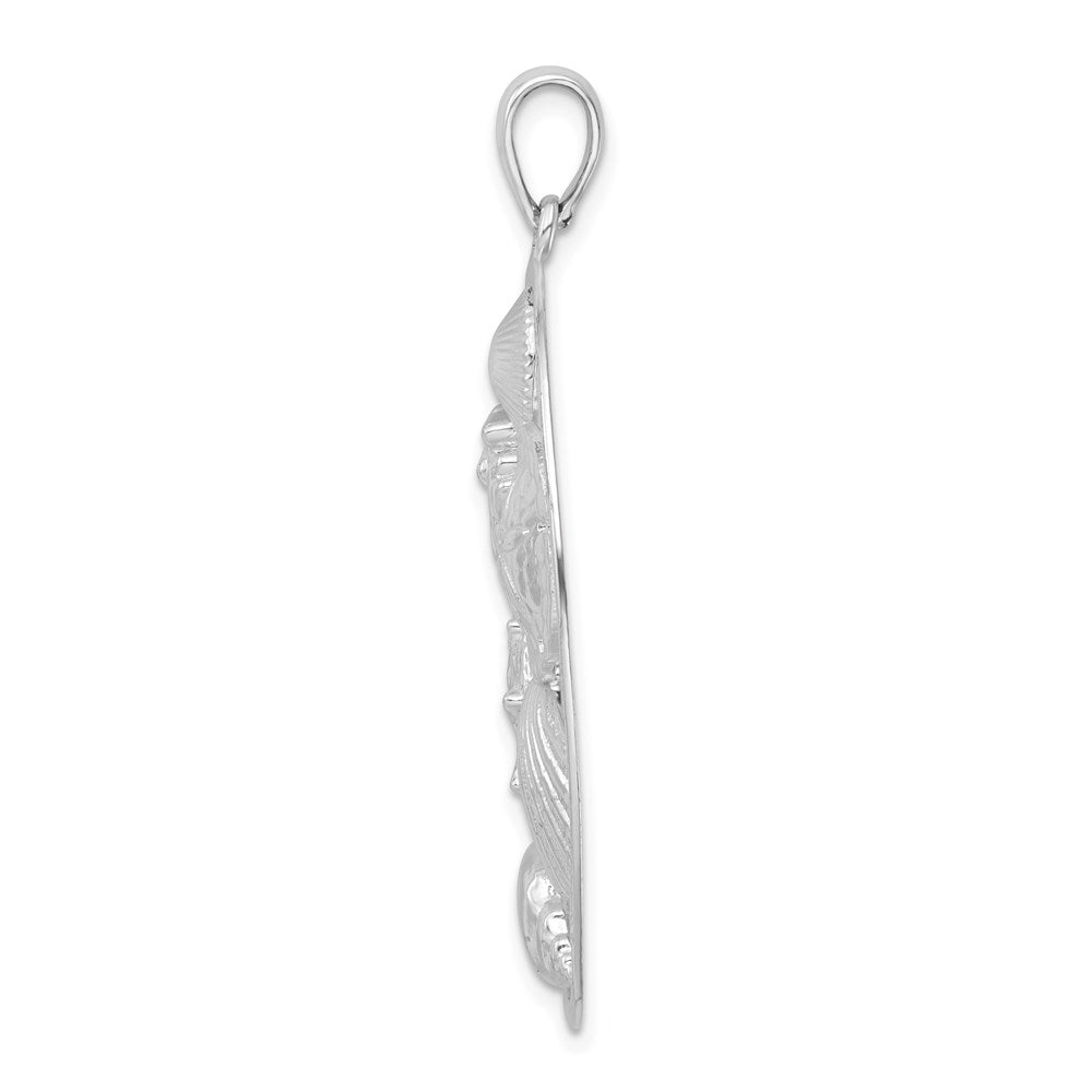 Sterling Silver De-Ani Rhodium-Plated Polished Shells Oval Pendant