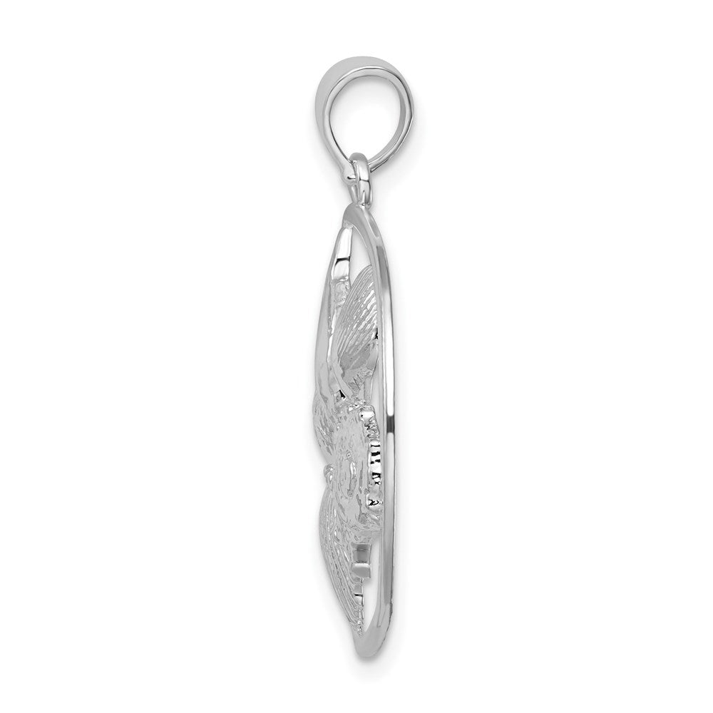 Sterling Silver De-Ani Rhodium-Plated Polished Shells Round Pendant