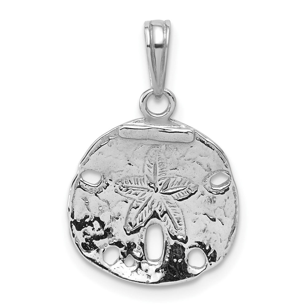 Sterling Silver De-Ani Rhodium-Plated Polished Sand Dollar Pendant