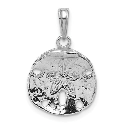 Sterling Silver De-Ani Rhodium-Plated Polished Sand Dollar Pendant