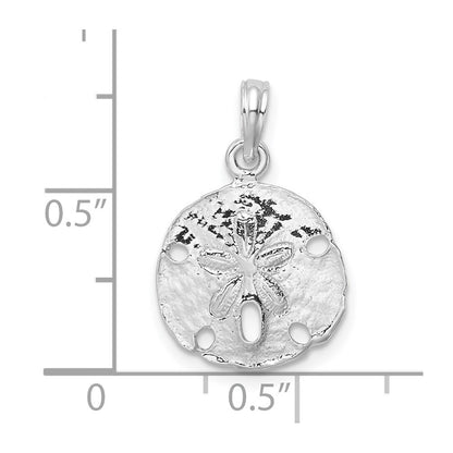 Sterling Silver De-Ani Rhodium-Plated Polished Sand Dollar Pendant