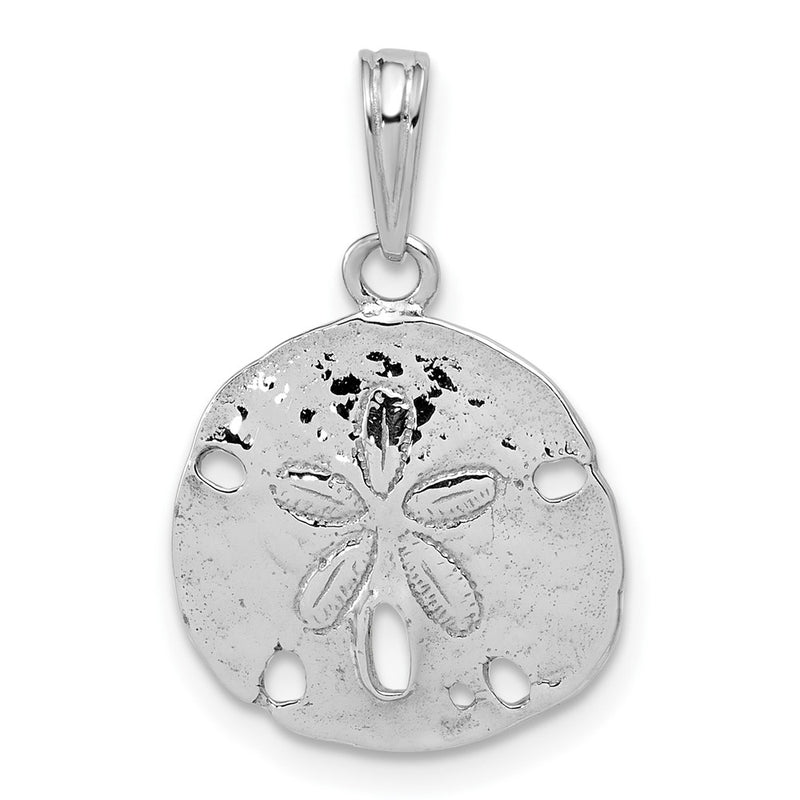 Sterling Silver De-Ani Rhodium-Plated Polished Sand Dollar Pendant