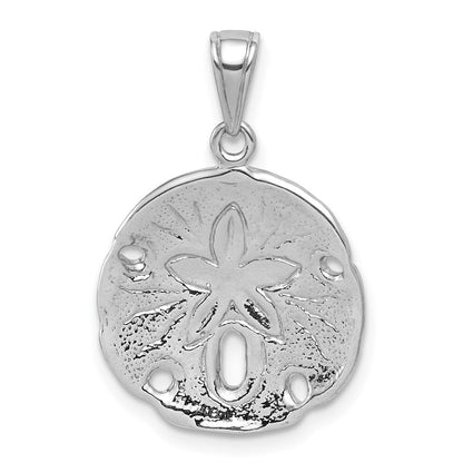 Sterling Silver De-Ani Rhodium-Plated Polished Beveled Sand Dollar Pendant