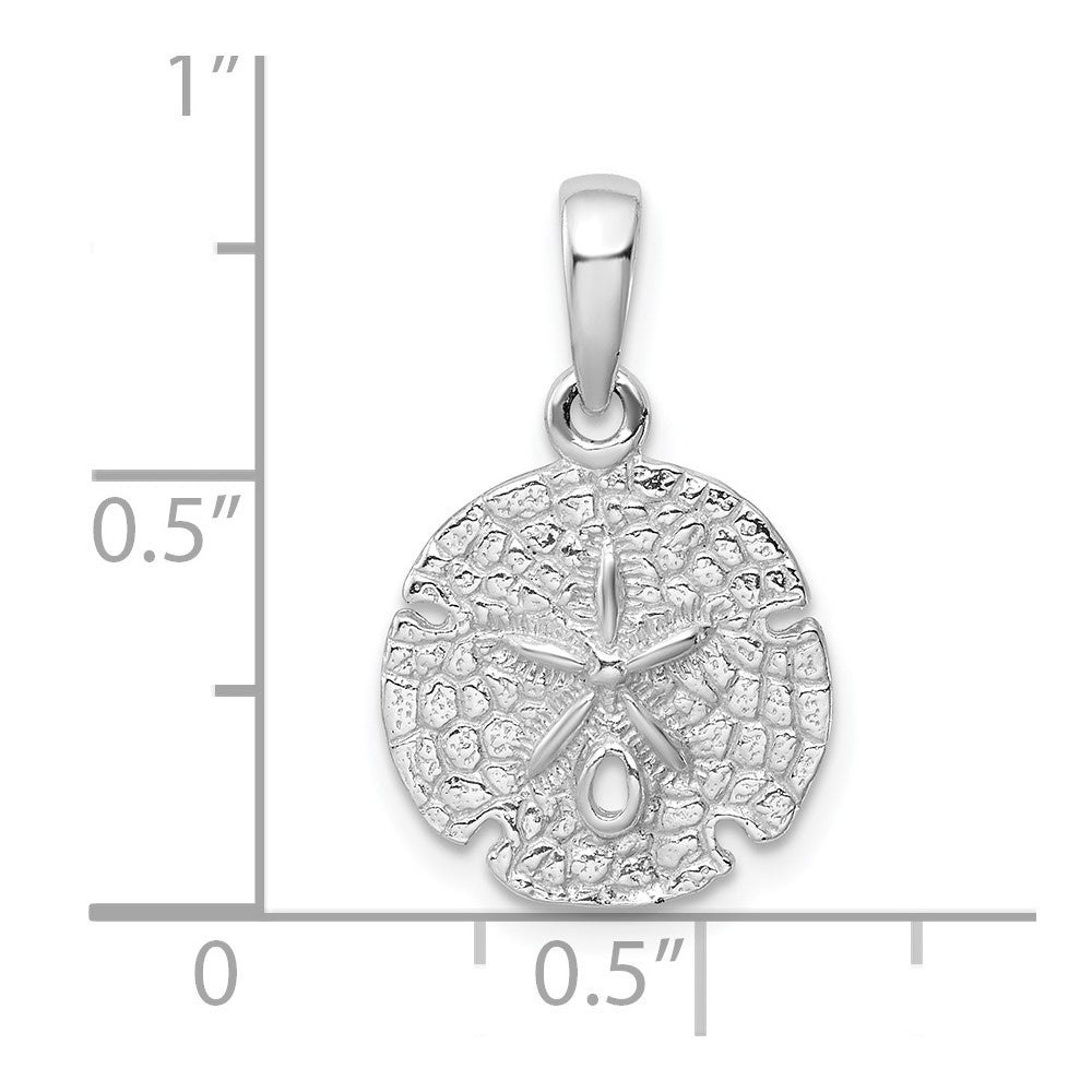 Sterling Silver De-Ani Rhodium-Plated Polished And Textured Sand Dollar Pendant