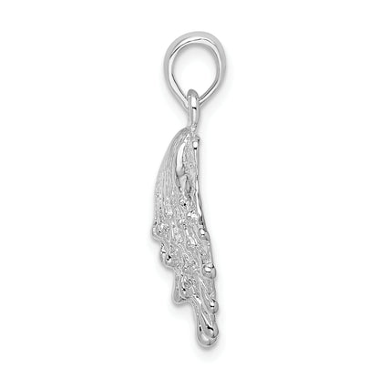 Sterling Silver De-Ani Rhodium-Plated Polished Large Lions Paw Shell Pendant