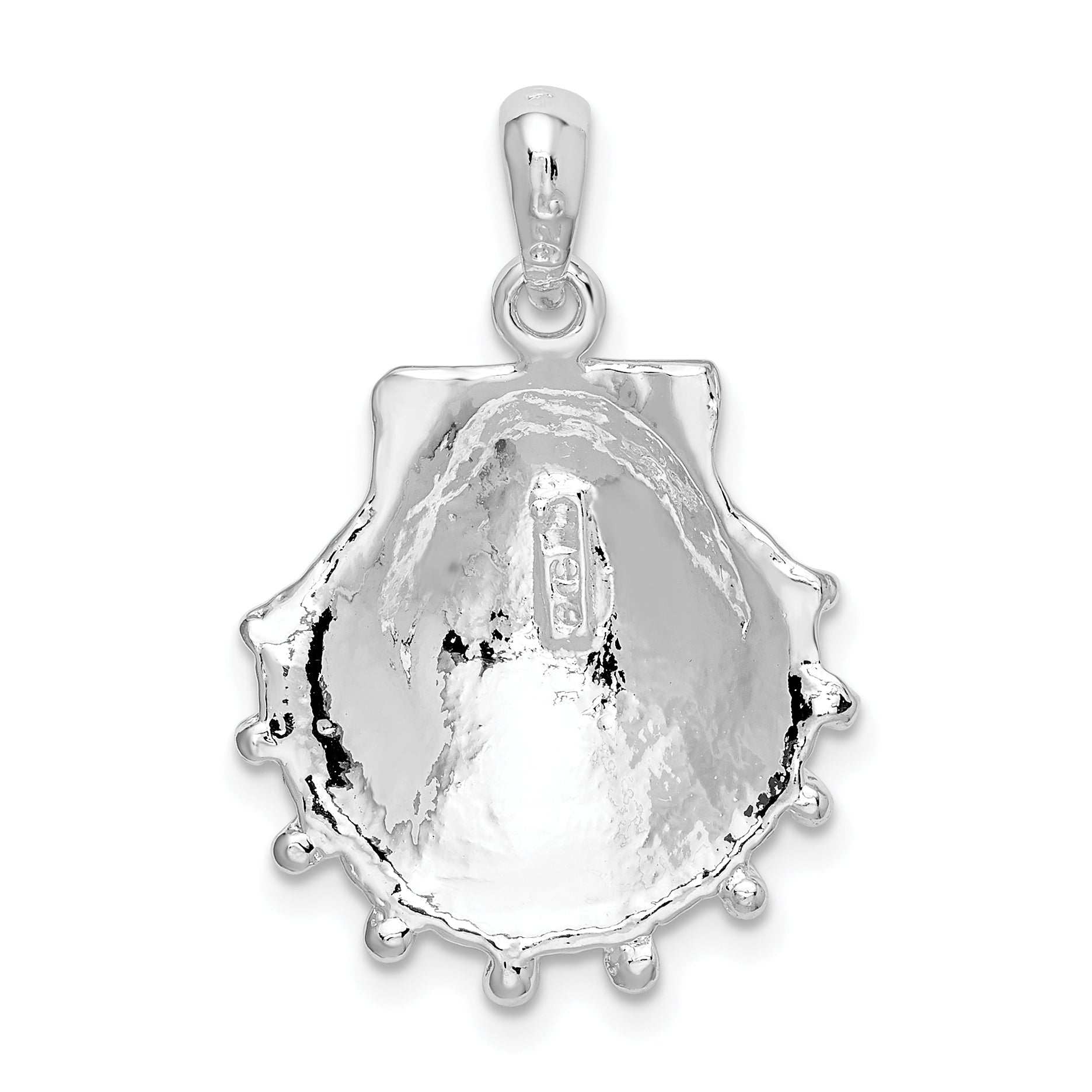 Sterling Silver De-Ani Rhodium-Plated Polished Large Lions Paw Shell Pendant
