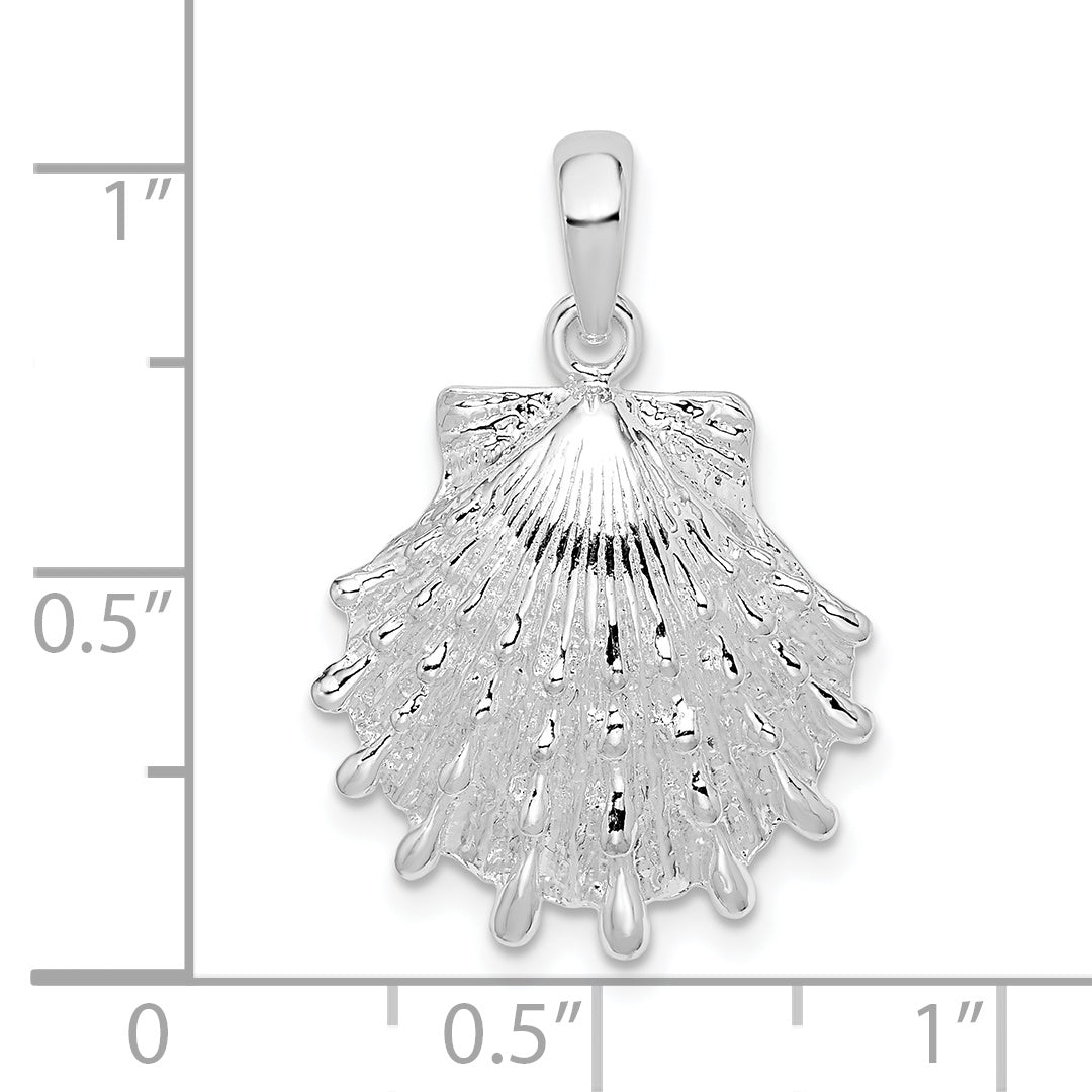 Sterling Silver De-Ani Rhodium-Plated Polished Large Lions Paw Shell Pendant