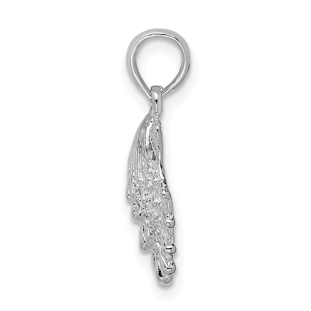 Sterling Silver De-Ani Rhodium-Plated Polished Lions Paw Shell Pendant