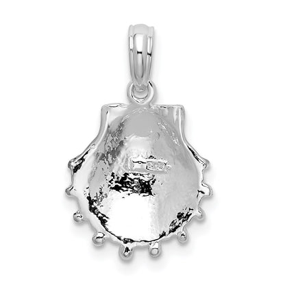 Sterling Silver De-Ani Rhodium-Plated Polished Lions Paw Shell Pendant