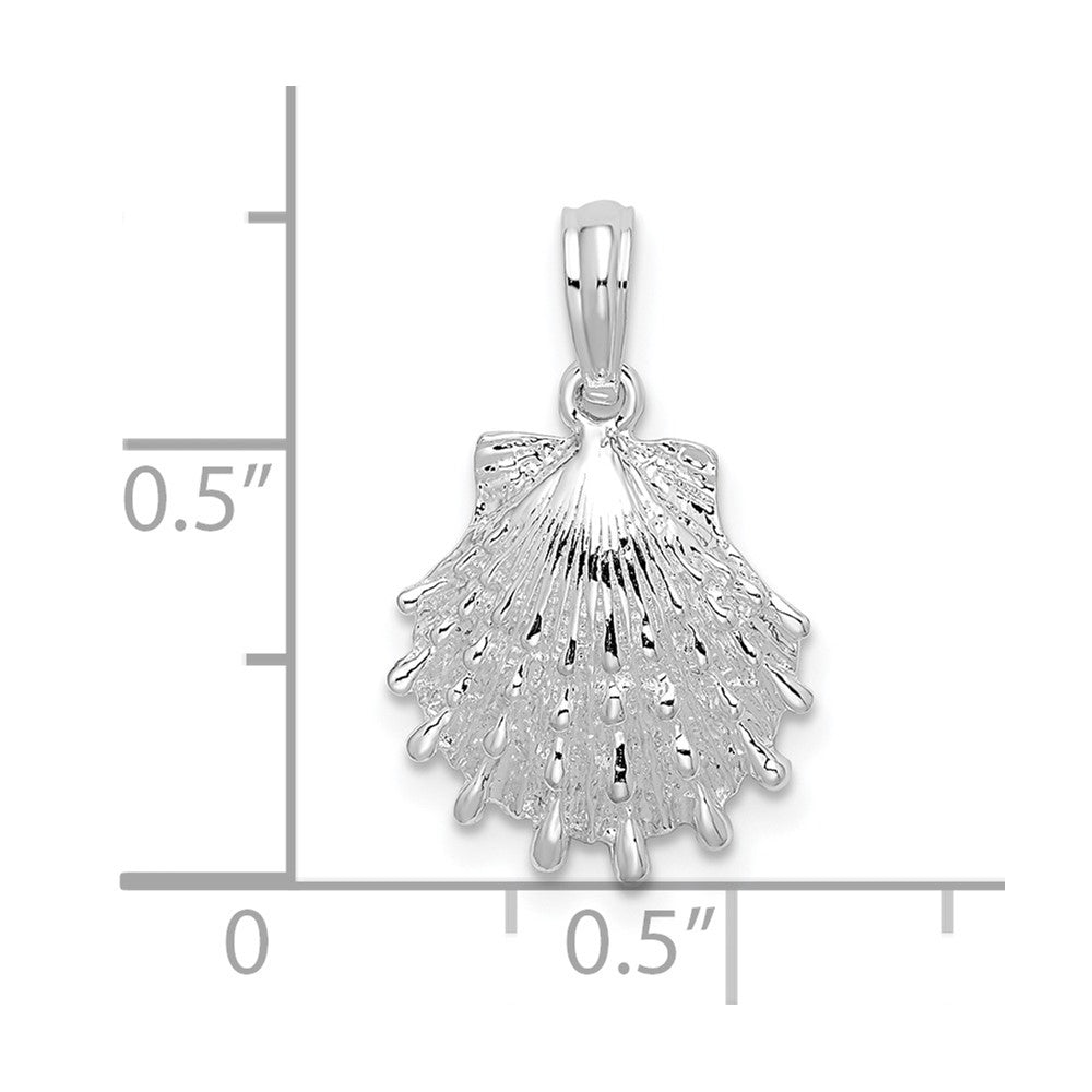 Sterling Silver De-Ani Rhodium-Plated Polished Lions Paw Shell Pendant