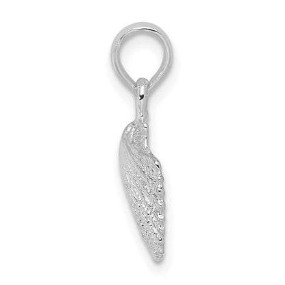 Sterling Silver De-Ani Rhodium-Plated Polished Scallop Shell Pendant