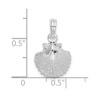 Sterling Silver De-Ani Rhodium-Plated Polished Scallop Shell Pendant