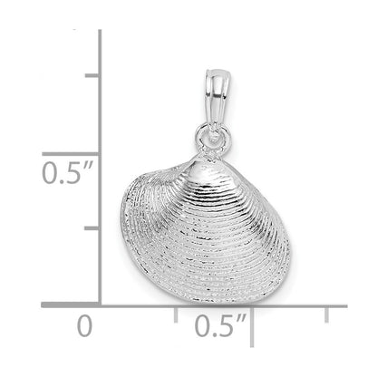 Sterling Silver De-Ani Rhodium-Plated Polished Clam Shell Pendant