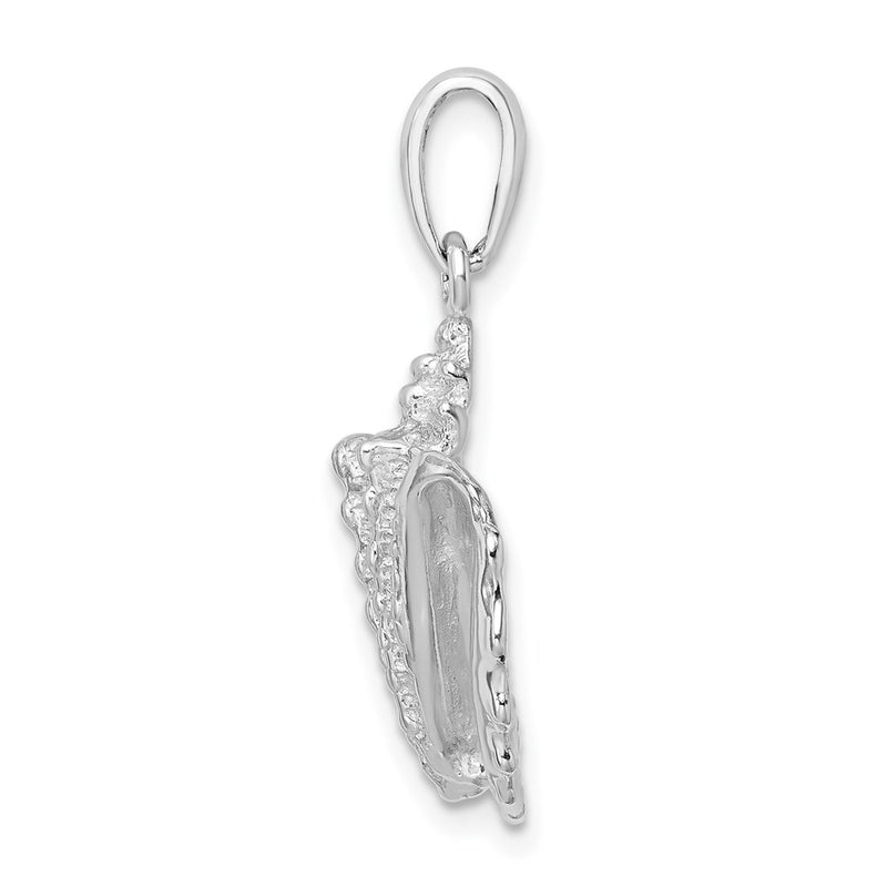 Sterling Silver De-Ani Rhodium-Plated Polished Conch Shell Pendant