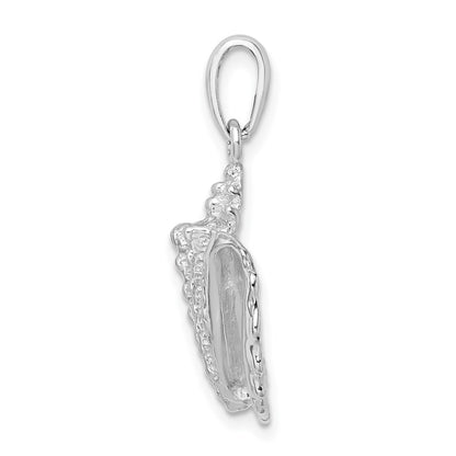 Sterling Silver De-Ani Rhodium-Plated Polished Conch Shell Pendant
