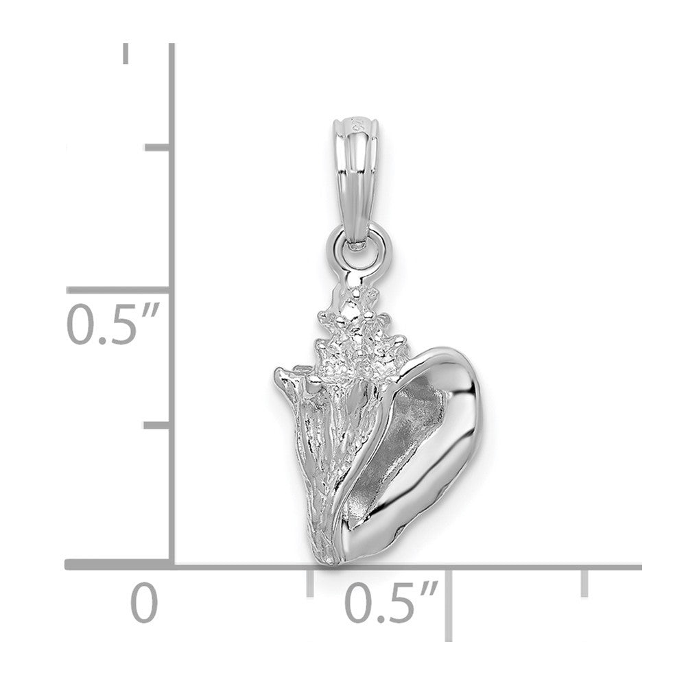 Sterling Silver De-Ani Rhodium-Plated Polished 3D Conch Pendant
