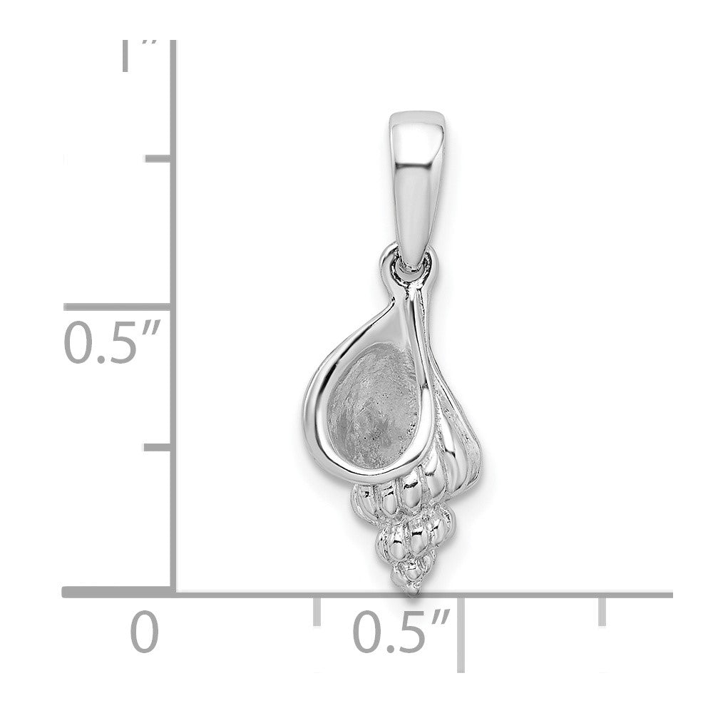Sterling Silver De-Ani Rhodium-Plated Polished 3D Wentletrap Shell Pendant