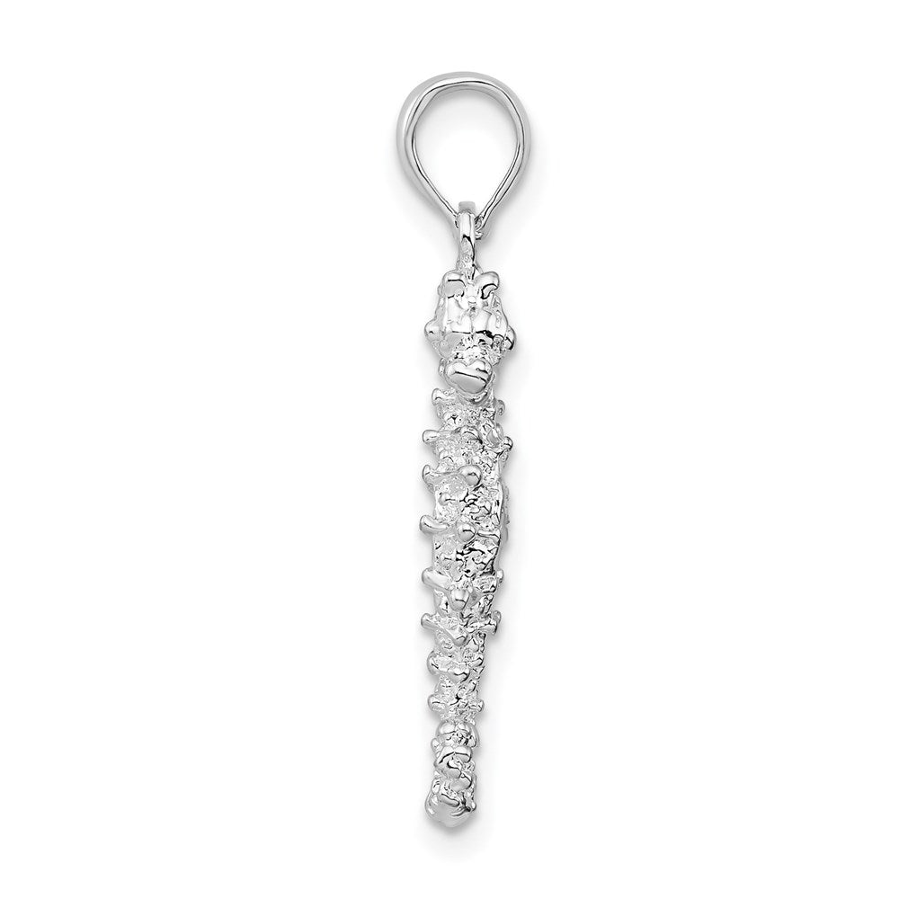 Sterling Silver De-Ani Rhodium-Plated Polished 3D Seahorse Pendant