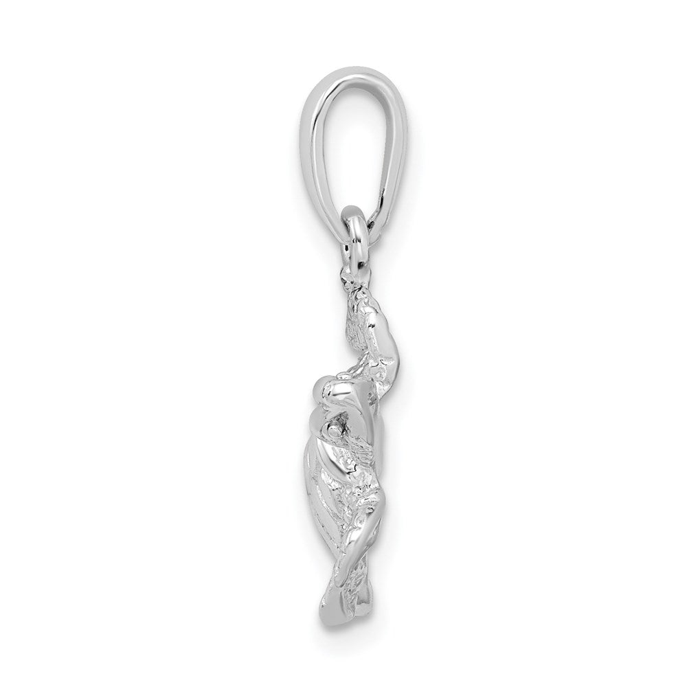 Sterling Silver De-Ani Rhodium-Plated Polished Large Sea Turtle Pendant