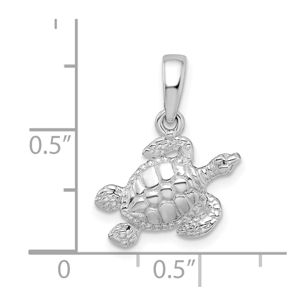Sterling Silver De-Ani Rhodium-Plated Polished Sea Turtle Pendant