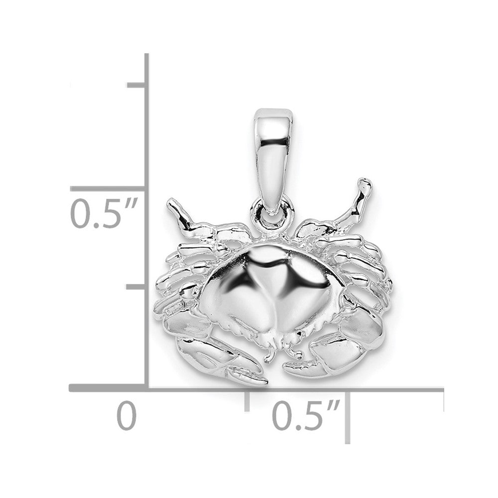 Sterling Silver De-Ani Rhodium-Plated Polished Stone Crab Pendant