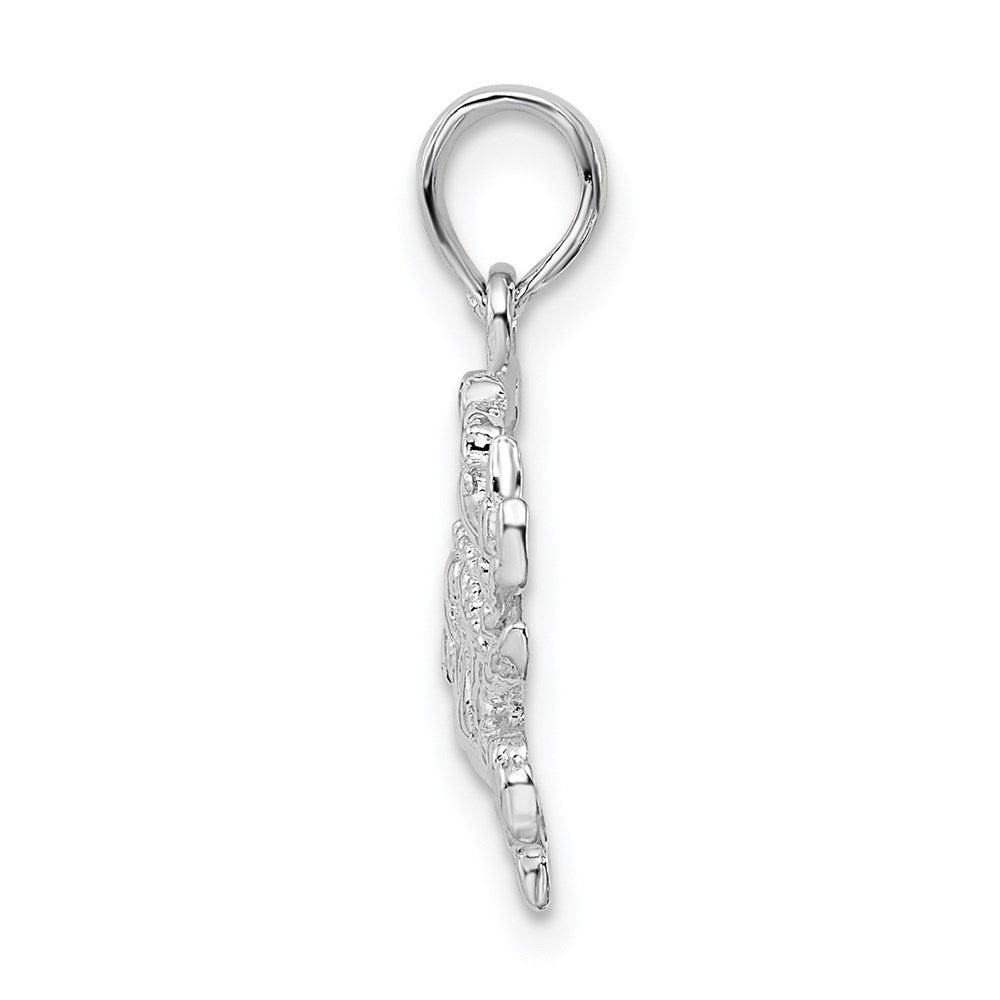 Sterling Silver De-Ani Rhodium-Plated Polished Blue Crab Pendant