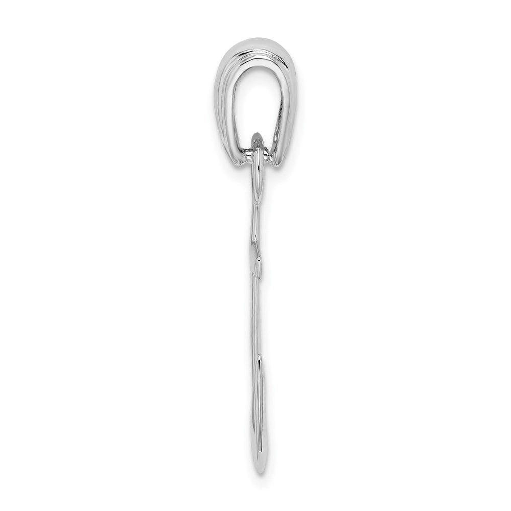 Sterling Silver De-Ani Rhodium-Plated Polished 3D Anchor Pendant