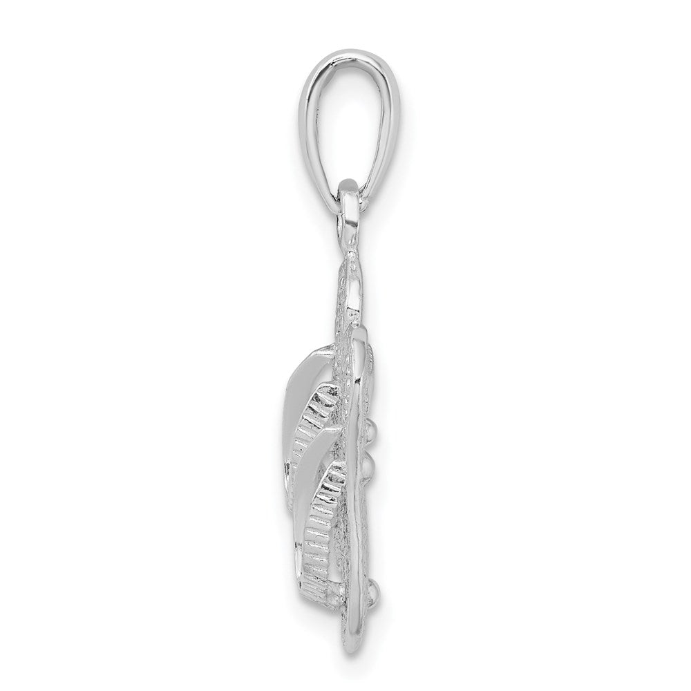 Sterling Silver De-Ani Rhodium-Plated Polished 3D Flip-Flops Pendant